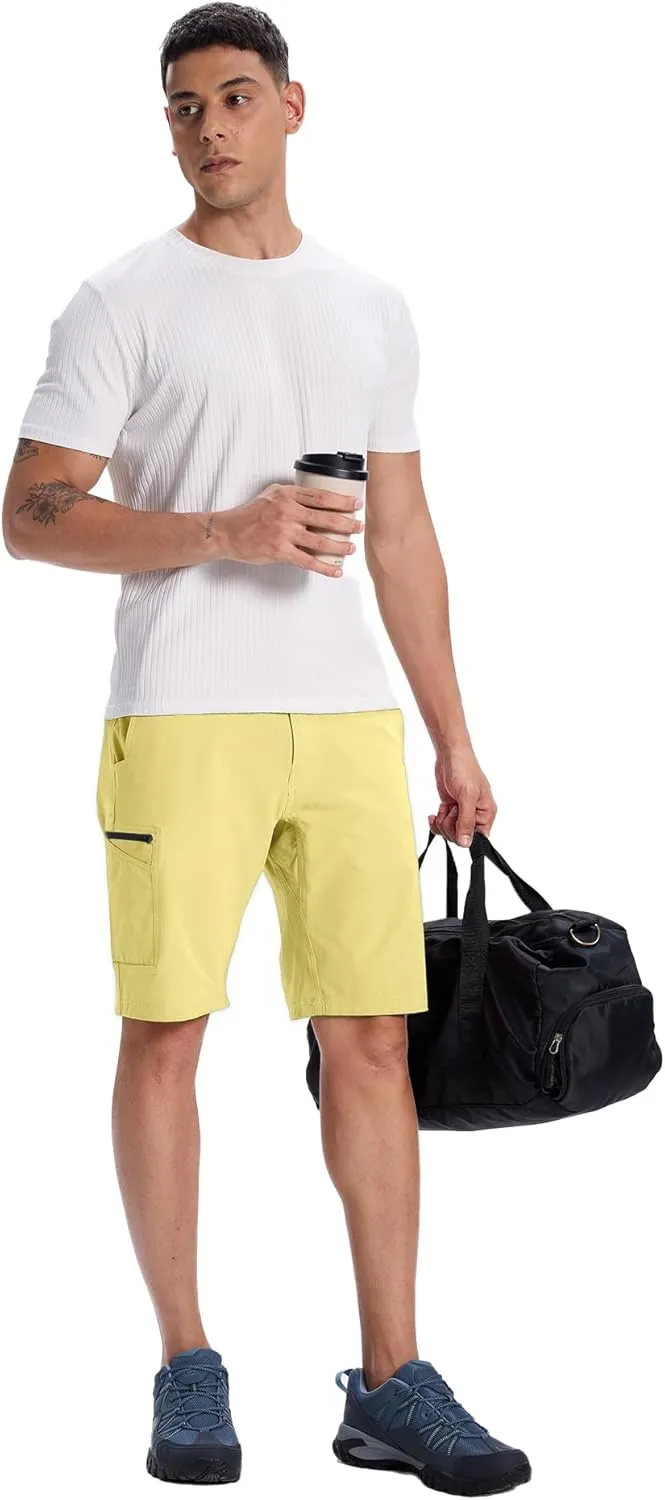 Susclude Men's Casual Shorts Stretch Golf Shorts 10" Quick Dry Summer Fishing Hiking Work Shorts with 6 Pockets