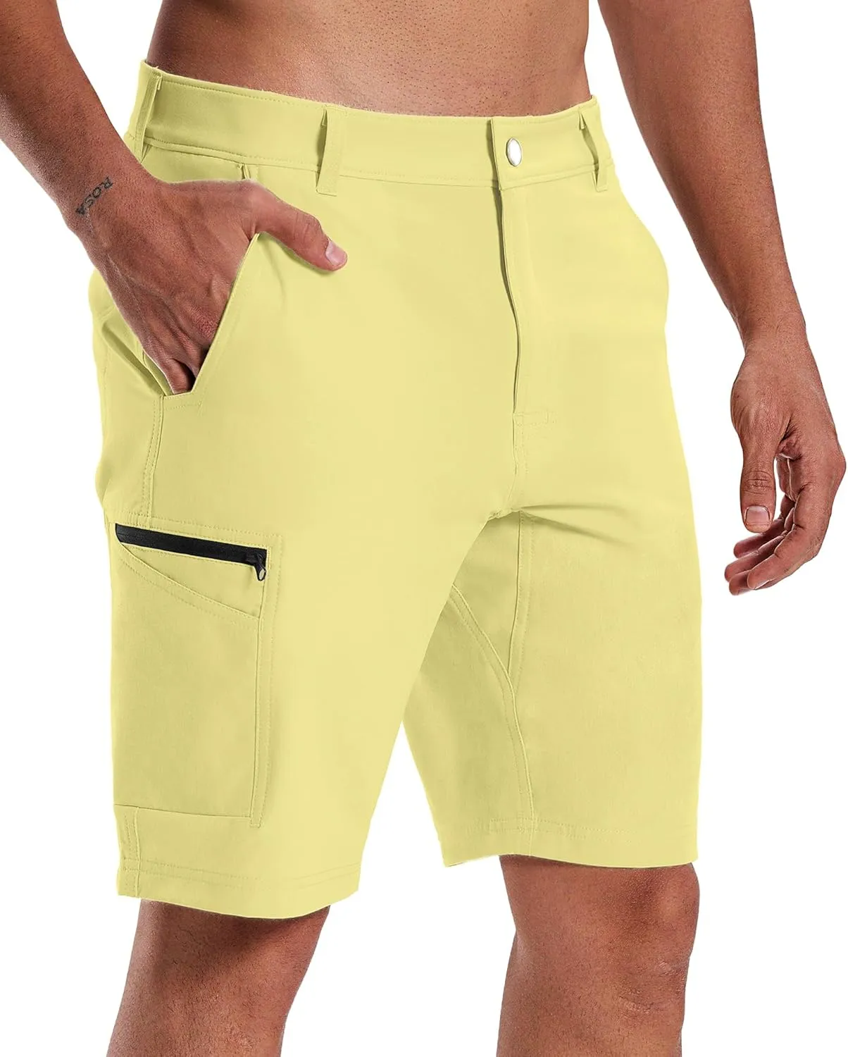 Susclude Men's Casual Shorts Stretch Golf Shorts 10" Quick Dry Summer Fishing Hiking Work Shorts with 6 Pockets