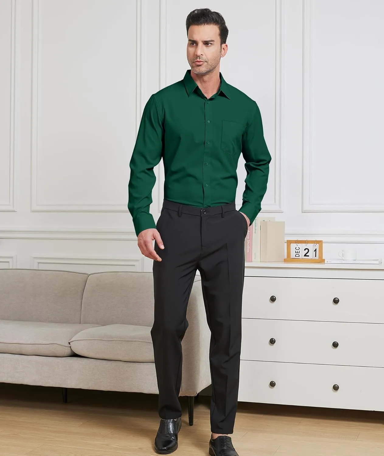 SWISSWELL Dress Shirt for Mens Long Sleeve Casual Button Down Shirts Wrinkle-Free Button Up Shirt