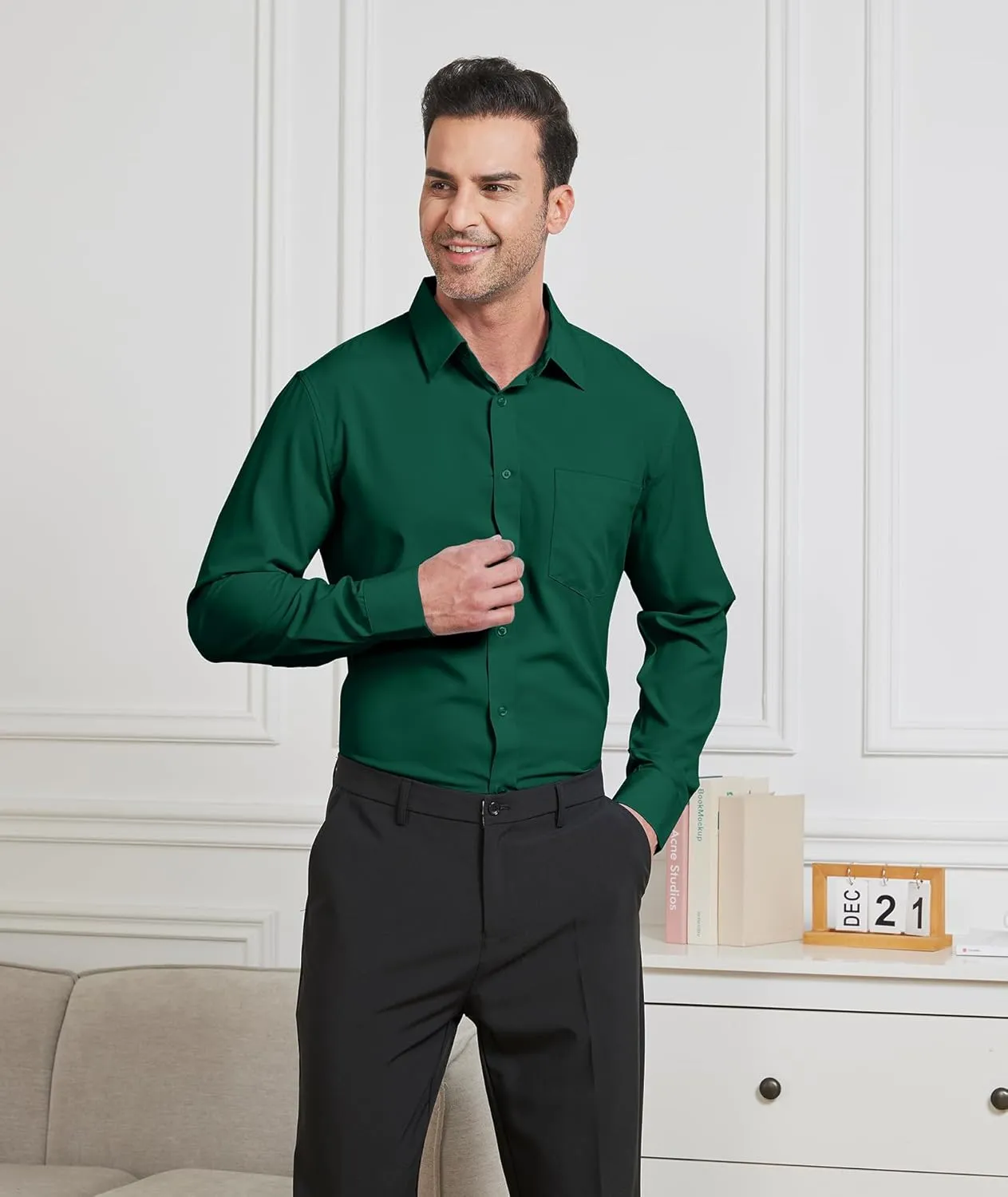 SWISSWELL Dress Shirt for Mens Long Sleeve Casual Button Down Shirts Wrinkle-Free Button Up Shirt