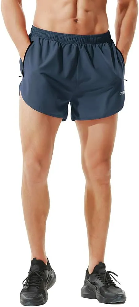 TENJOY Men's Running Shorts Gym Athletic Workout Shorts for Men 3 inch Sports Shorts with Zipper Pocket