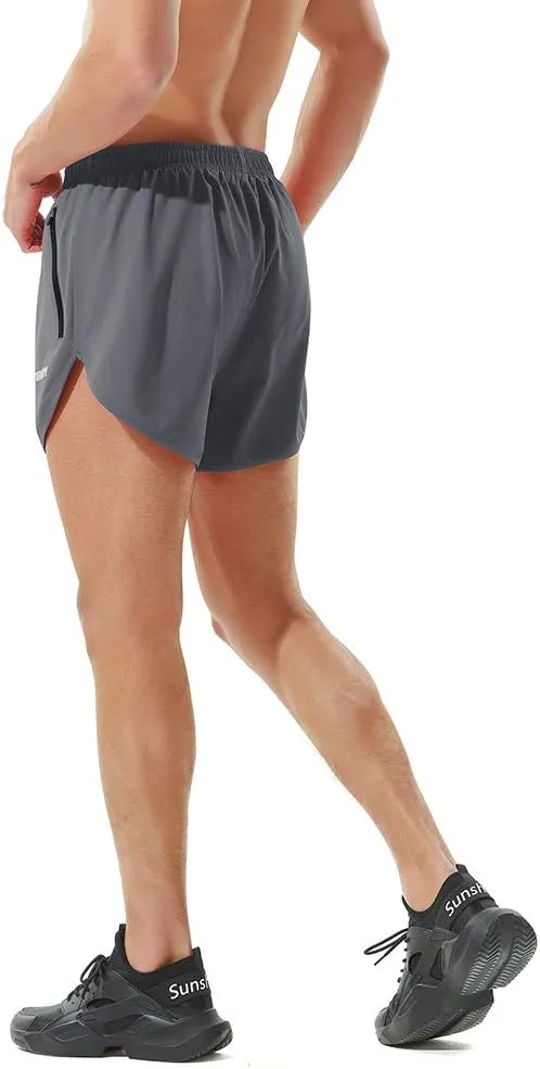 TENJOY Men's Running Shorts Gym Athletic Workout Shorts for Men 3 inch Sports Shorts with Zipper Pocket