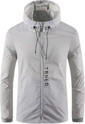 Thatrich Raincoat for Men Lightweight Waterproof Rain Jacket Hooded Zip Up Shirt Slim Fit Hoodie Hiking Fishing Outdoor Wear