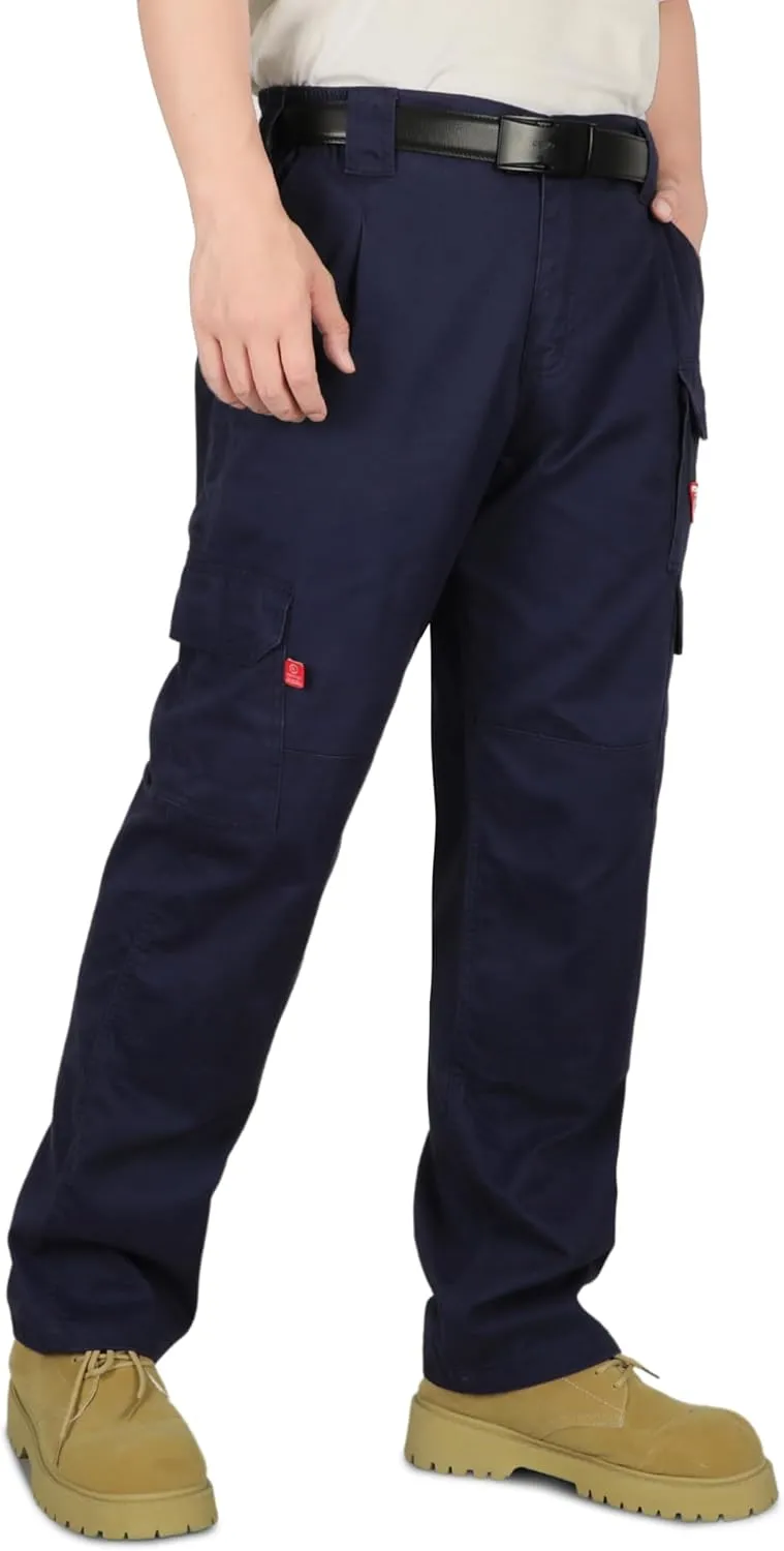 TICOMELA FR Pants for Men Flame Resistant Cargo Pants Lightweight 100% Cotton NFPA2112 7.5oz Elastic Waist Pants