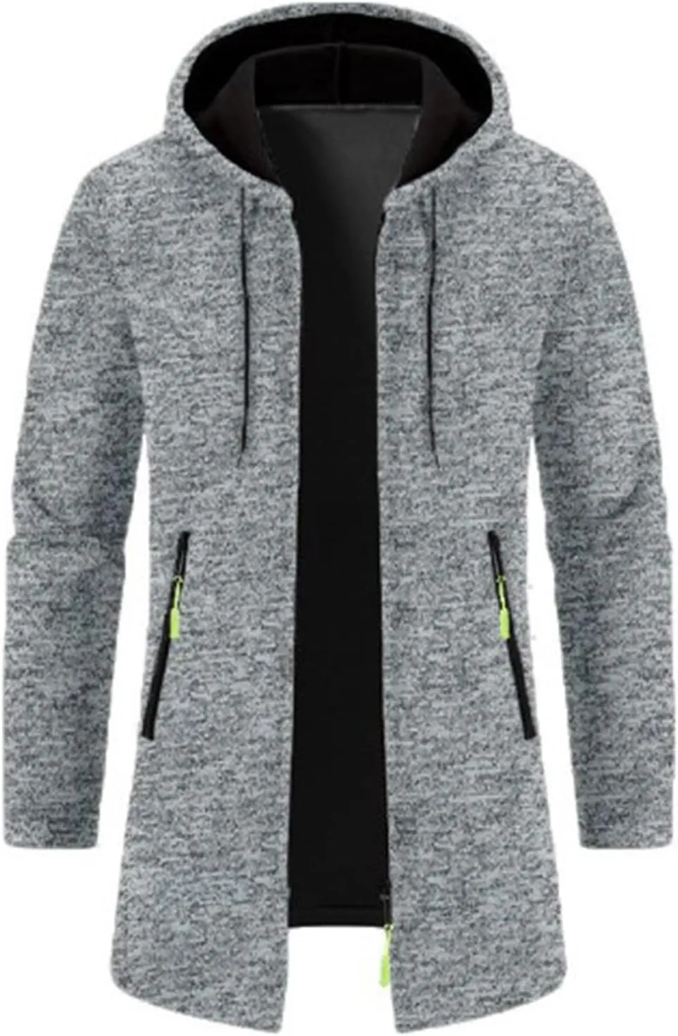 Trench Coat for Men Wool Blend Full Zip Hooded Long Cardiagn Jacket Winter Classic Business Overcoat with Pockets