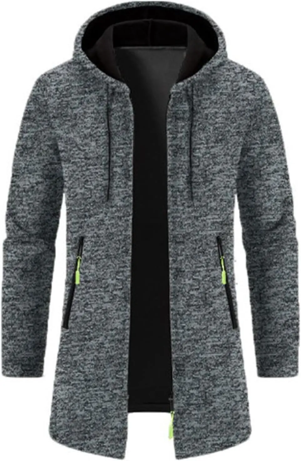 Trench Coat for Men Wool Blend Full Zip Hooded Long Cardiagn Jacket Winter Classic Business Overcoat with Pockets