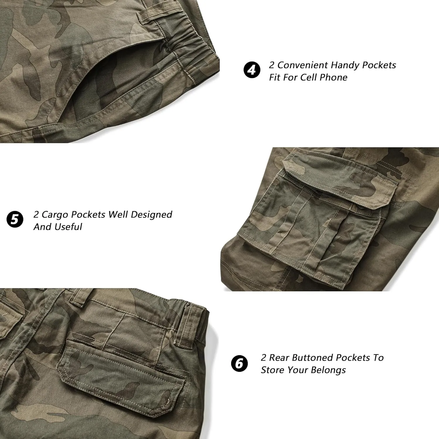 TRGPSG Womens Hiking Shorts, Bermuda Shorts for Women, 7" Inseam Summer Camo Y2K Shorts with Multi-Pocket