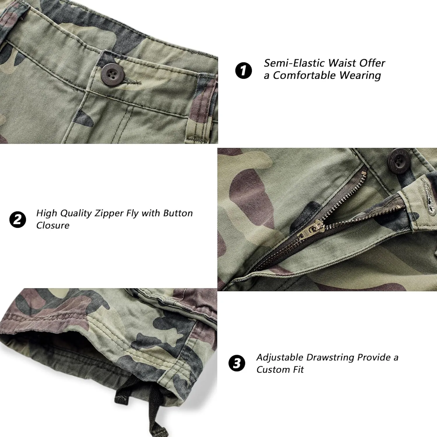 TRGPSG Womens Hiking Shorts, Bermuda Shorts for Women, 7" Inseam Summer Camo Y2K Shorts with Multi-Pocket
