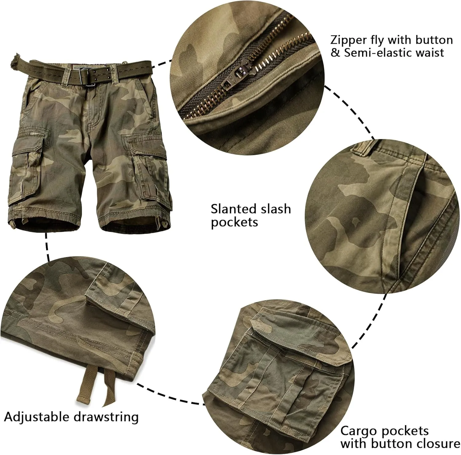 TRGPSG Womens Hiking Shorts, Bermuda Shorts for Women, 7" Inseam Summer Camo Y2K Shorts with Multi-Pocket