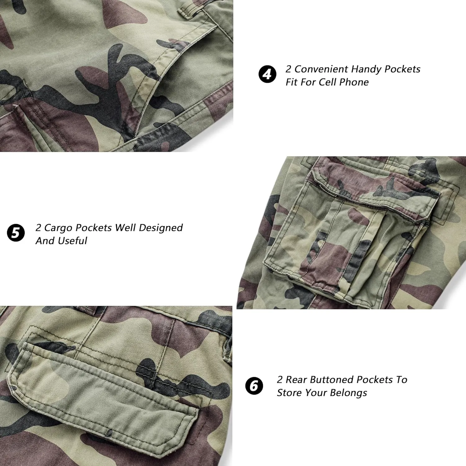 TRGPSG Womens Hiking Shorts, Bermuda Shorts for Women, 7" Inseam Summer Camo Y2K Shorts with Multi-Pocket