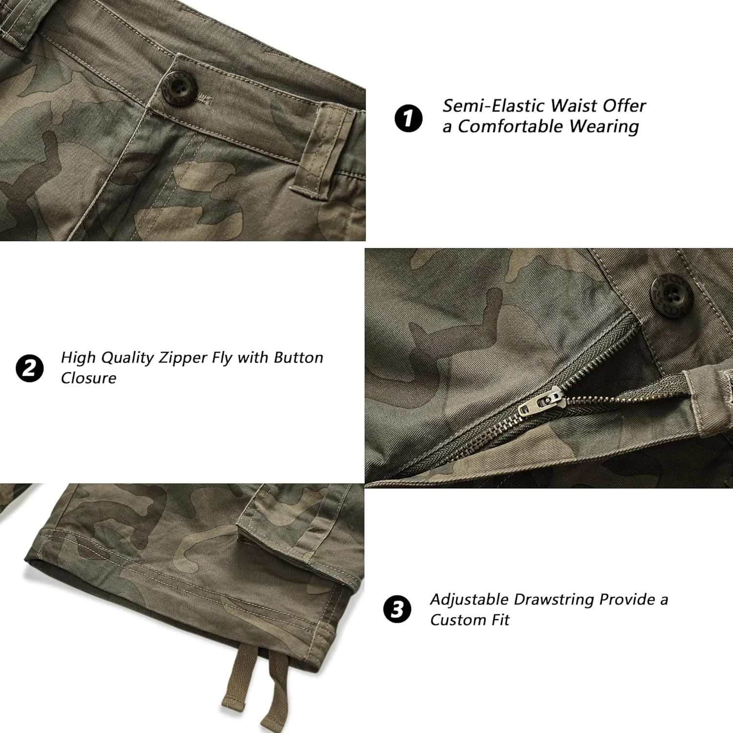 TRGPSG Womens Hiking Shorts, Bermuda Shorts for Women, 7" Inseam Summer Camo Y2K Shorts with Multi-Pocket