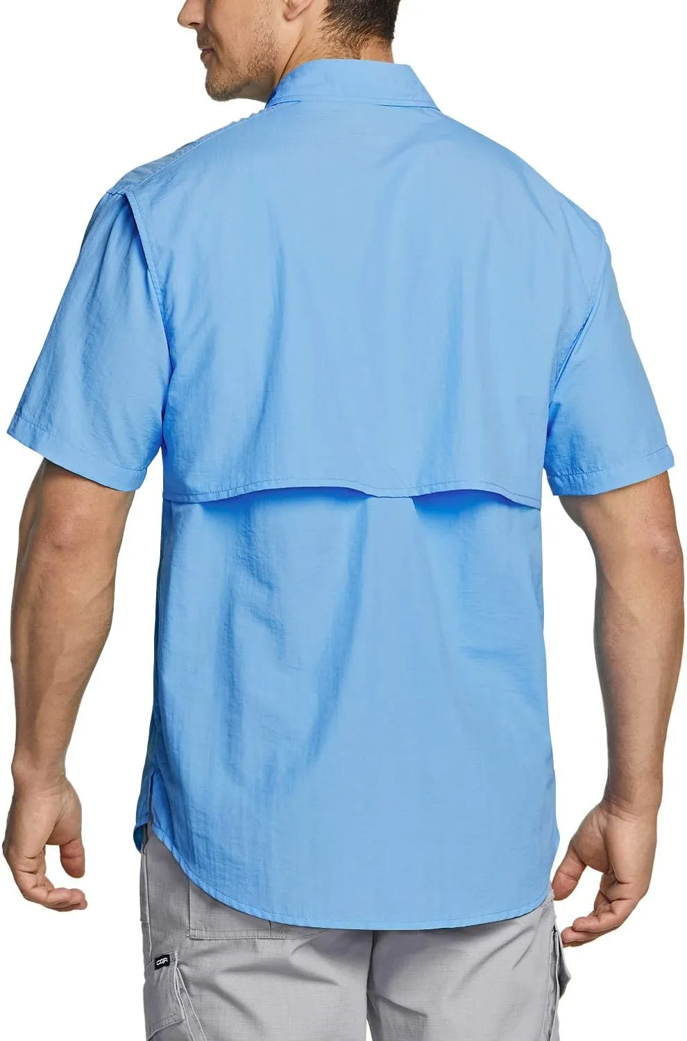 TSLA Men's Performance Fishing Shirt, UPF 50  Breathable Button Down Shirts, Outdoor Recreation Short Sleeve Shirt