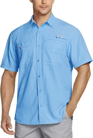 TSLA Men's Performance Fishing Shirt, UPF 50  Breathable Button Down Shirts, Outdoor Recreation Short Sleeve Shirt