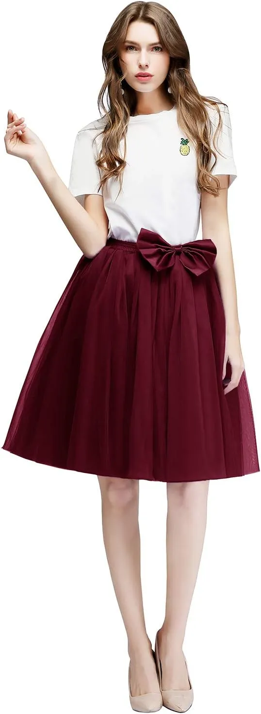 Tulle Skirts for Women A Line Short Knee Length Adult Tutu Tulle Prom Party Mini Skirt Dress