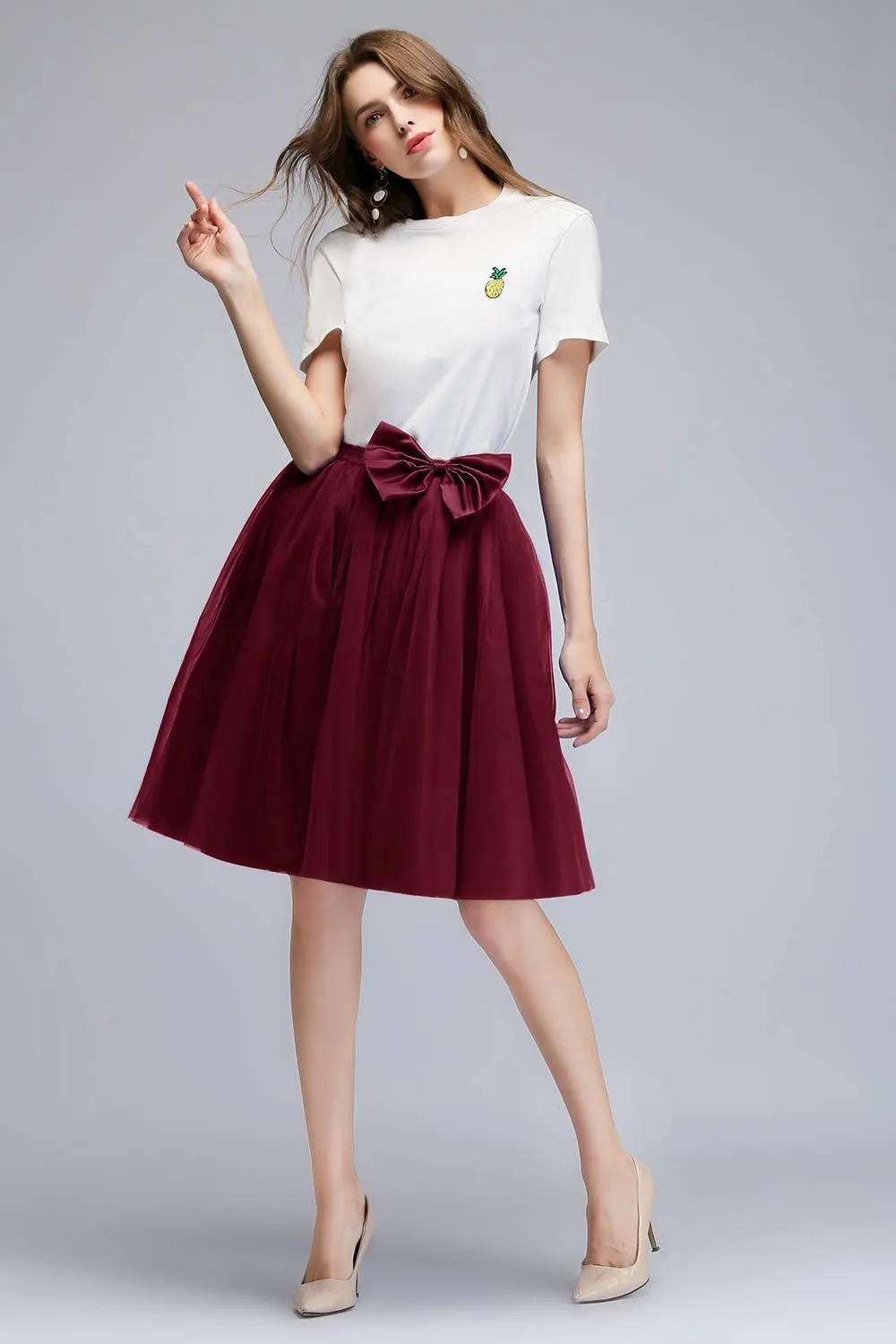 Tulle Skirts for Women A Line Short Knee Length Adult Tutu Tulle Prom Party Mini Skirt Dress