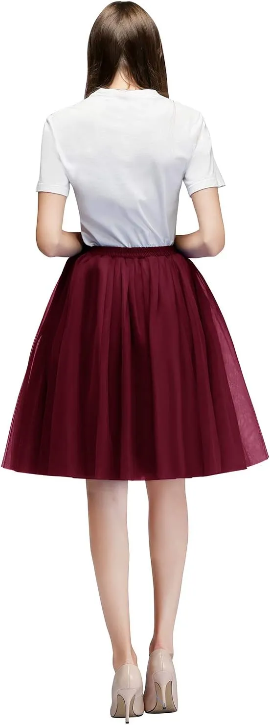 Tulle Skirts for Women A Line Short Knee Length Adult Tutu Tulle Prom Party Mini Skirt Dress