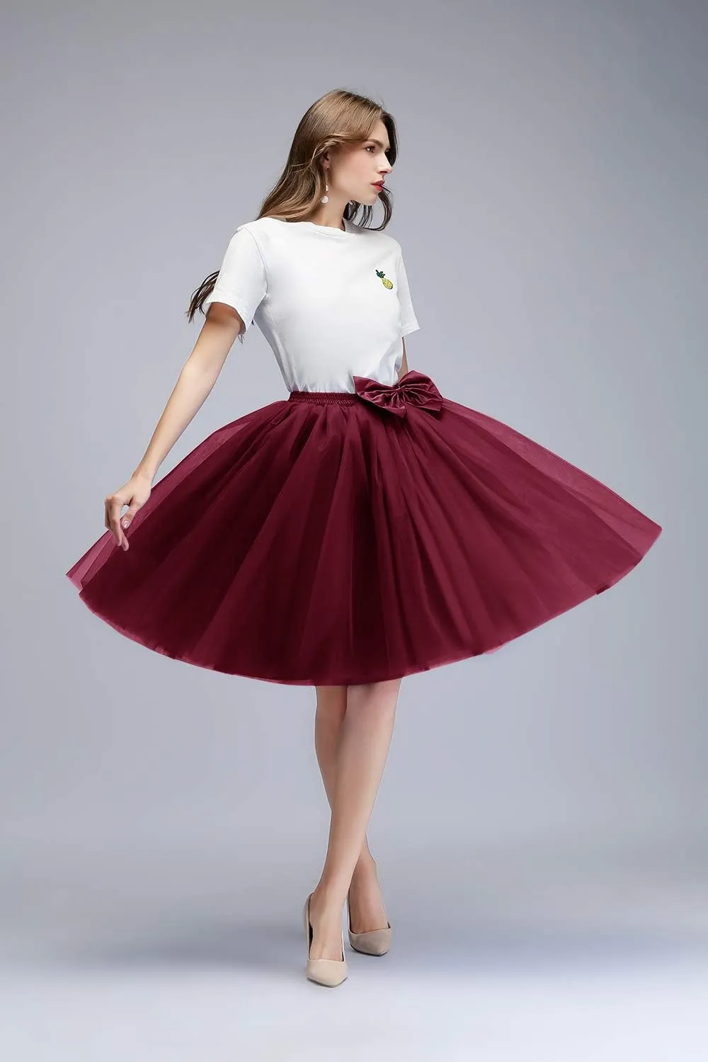 Tulle Skirts for Women A Line Short Knee Length Adult Tutu Tulle Prom Party Mini Skirt Dress