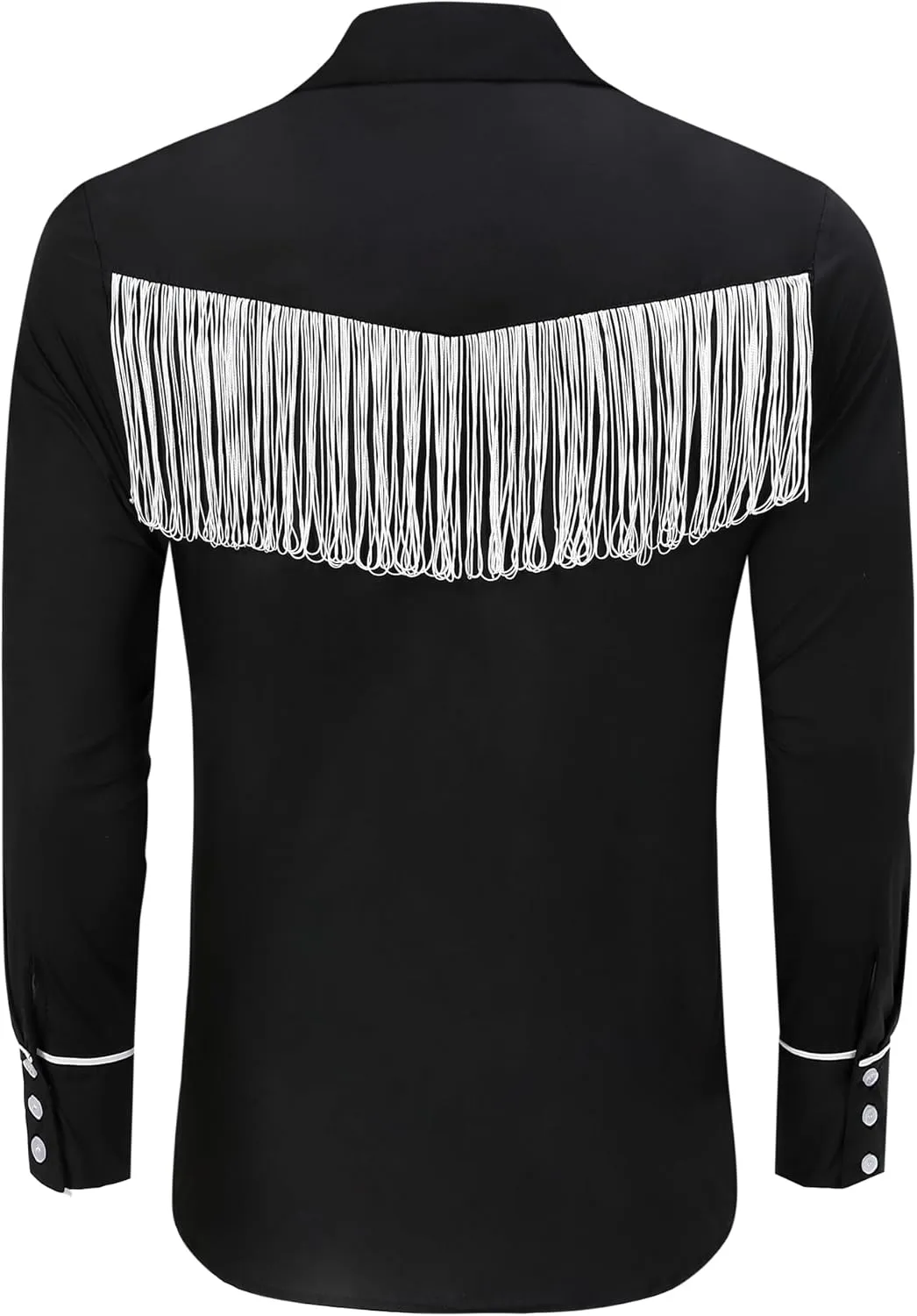 TURETRENDY Men's Western Cowboy Fringe Shirt Long Sleeve Rose Embroidered Slim Fit Button Down Shirt