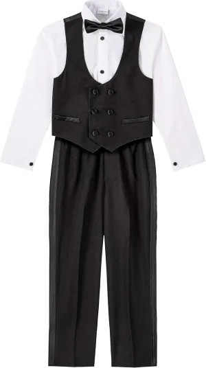 Van Heusen Boys' 4-Piece Formal Suit Set, Vest, Pants, Collared Dress Shirt, and Tie
