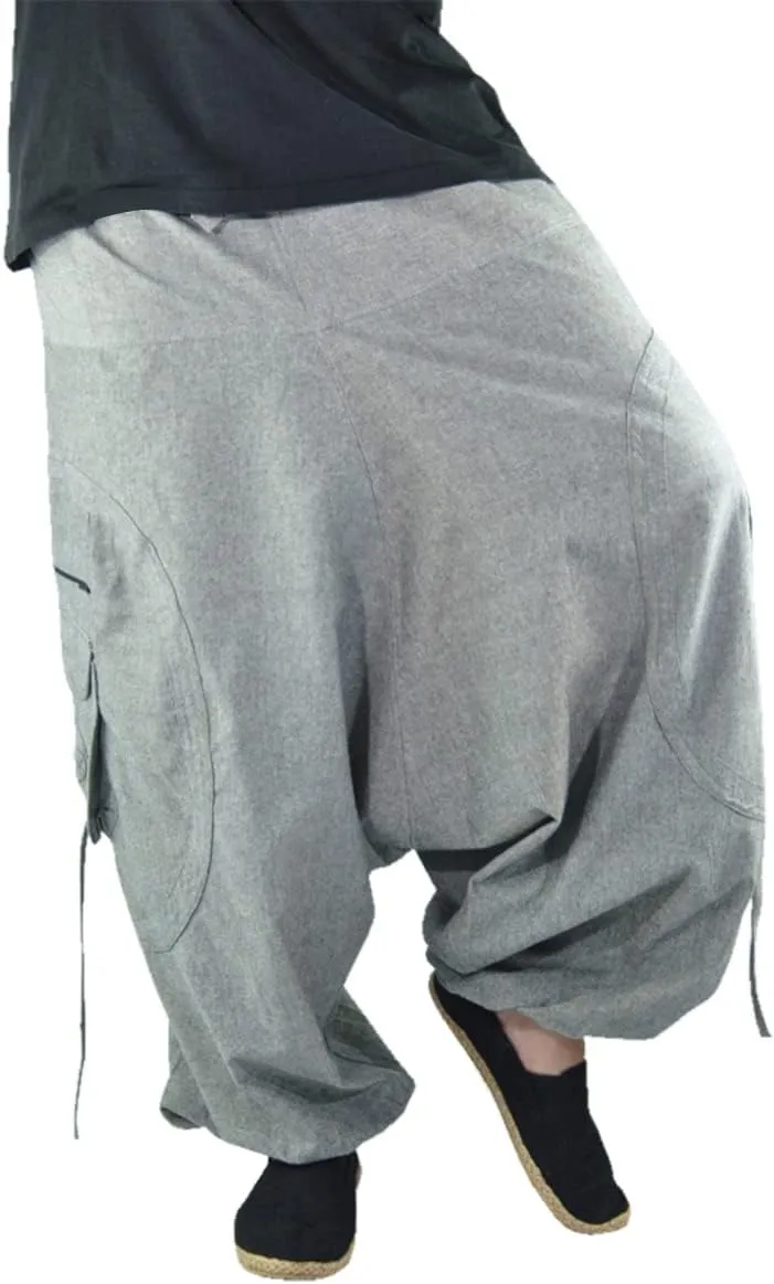 Virblatt - Harem Pants for Men | Cotton | Rave Drop Crotch Aladdin Hippie Genie Pants