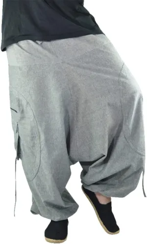 Virblatt - Harem Pants for Men | Cotton | Rave Drop Crotch Aladdin Hippie Genie Pants