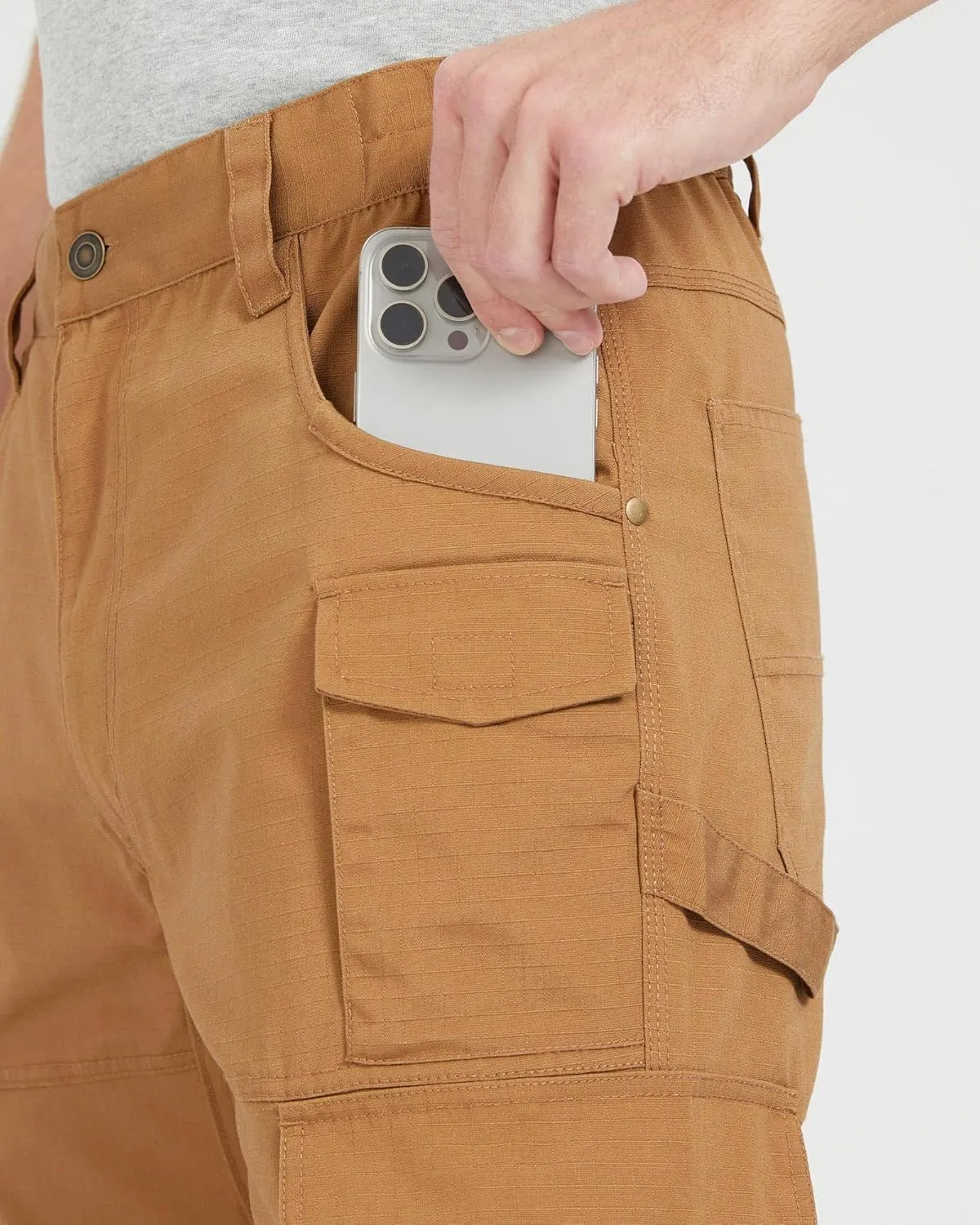 wantdo Men's Work Pants Stretch Flex Utility Cargo Tactical Pants for Men Lightweight Outdoor Hiking Pants