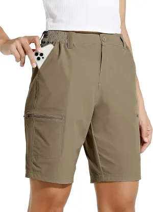 Willit Women's 10" Hiking Cargo Shorts Stretch Golf Active Long Shorts Quick Dry Outdoor Summer Shorts