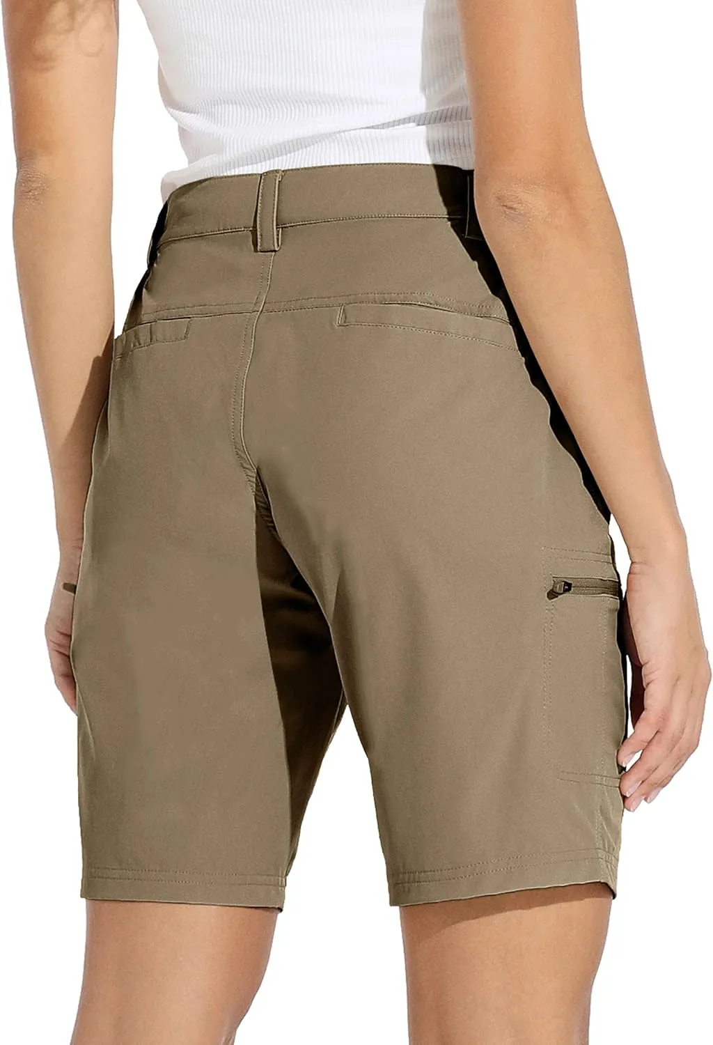 Willit Women's 10" Hiking Cargo Shorts Stretch Golf Active Long Shorts Quick Dry Outdoor Summer Shorts
