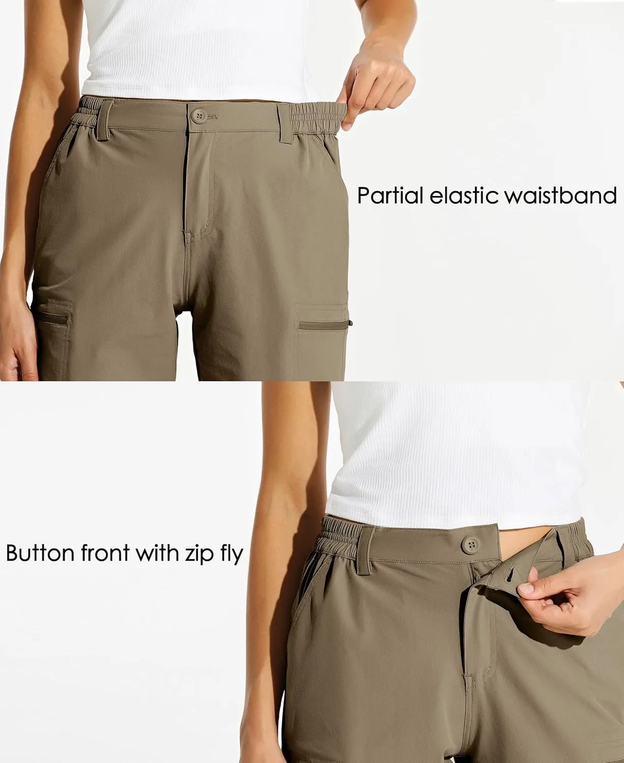 Willit Women's 10" Hiking Cargo Shorts Stretch Golf Active Long Shorts Quick Dry Outdoor Summer Shorts