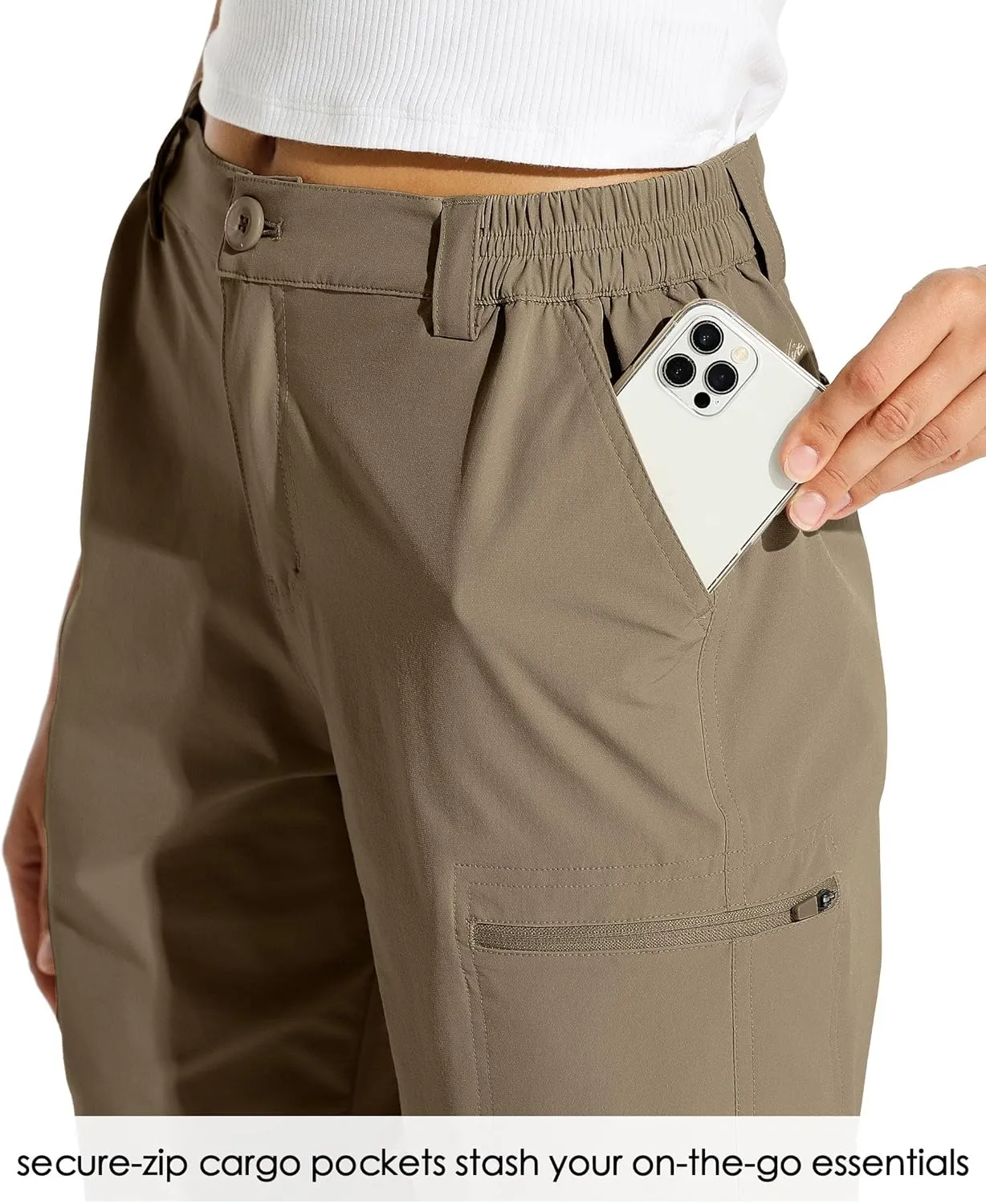 Willit Women's 10" Hiking Cargo Shorts Stretch Golf Active Long Shorts Quick Dry Outdoor Summer Shorts