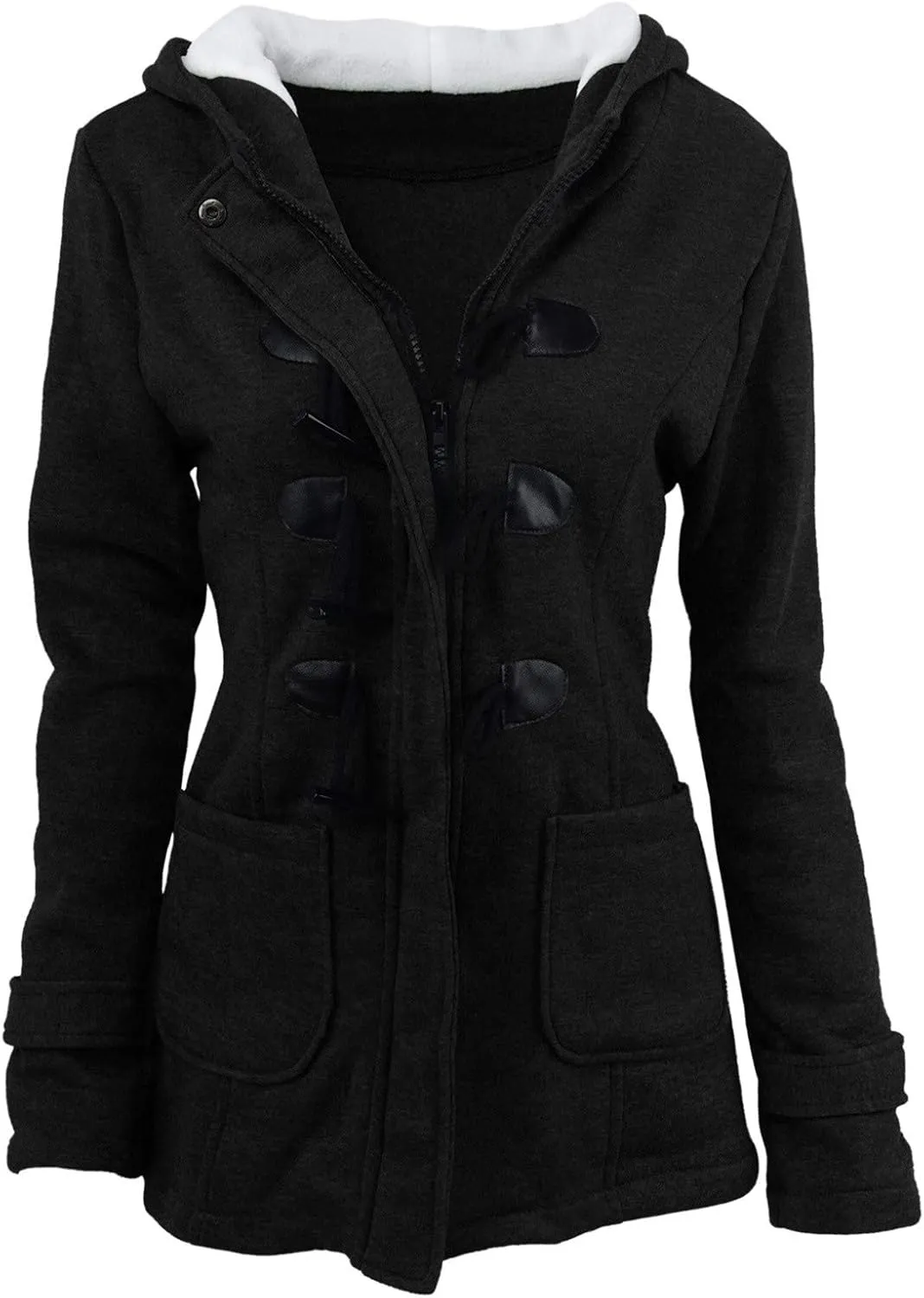 Winter Coats for Women Zip Up Hooded Utility Coats Outerwear with Pockets Plus Size Warm Sherpa Fleece Lined Jackets