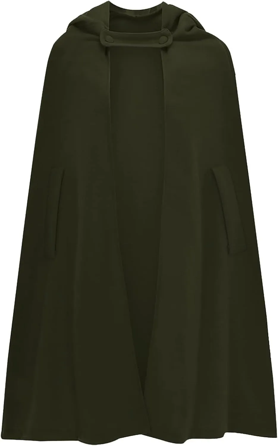 Winter Thick Cloak with Hood Women Wool Blend Cape Coat Poncho Batwing Cardigans Plus Size Coat Solid Classic Jackets