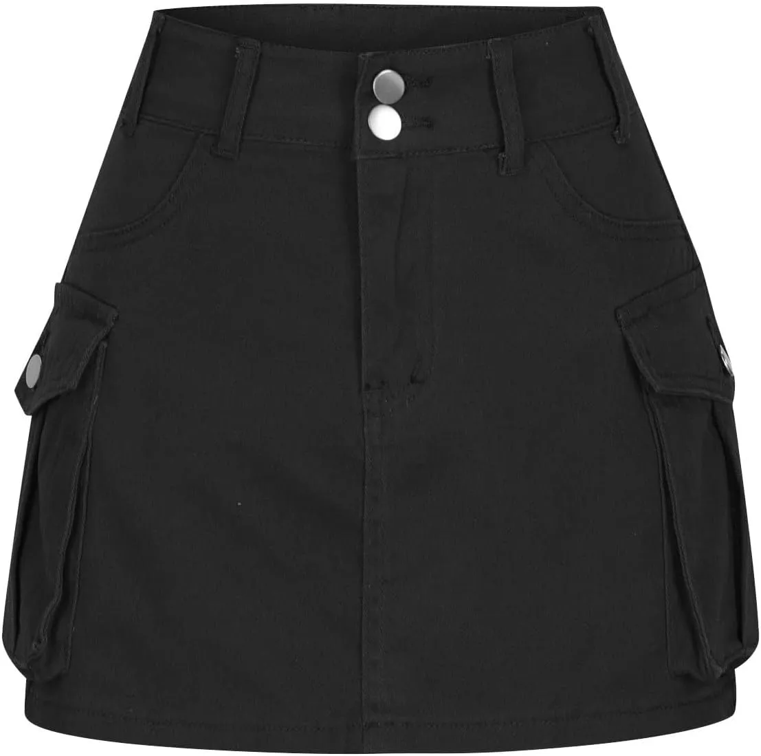 Women Denim Cargo Skirt High Waist Button Bodycon Mini Skirts Sexy Y2K Flap Pockets Skirts Summer Jeans Skirts