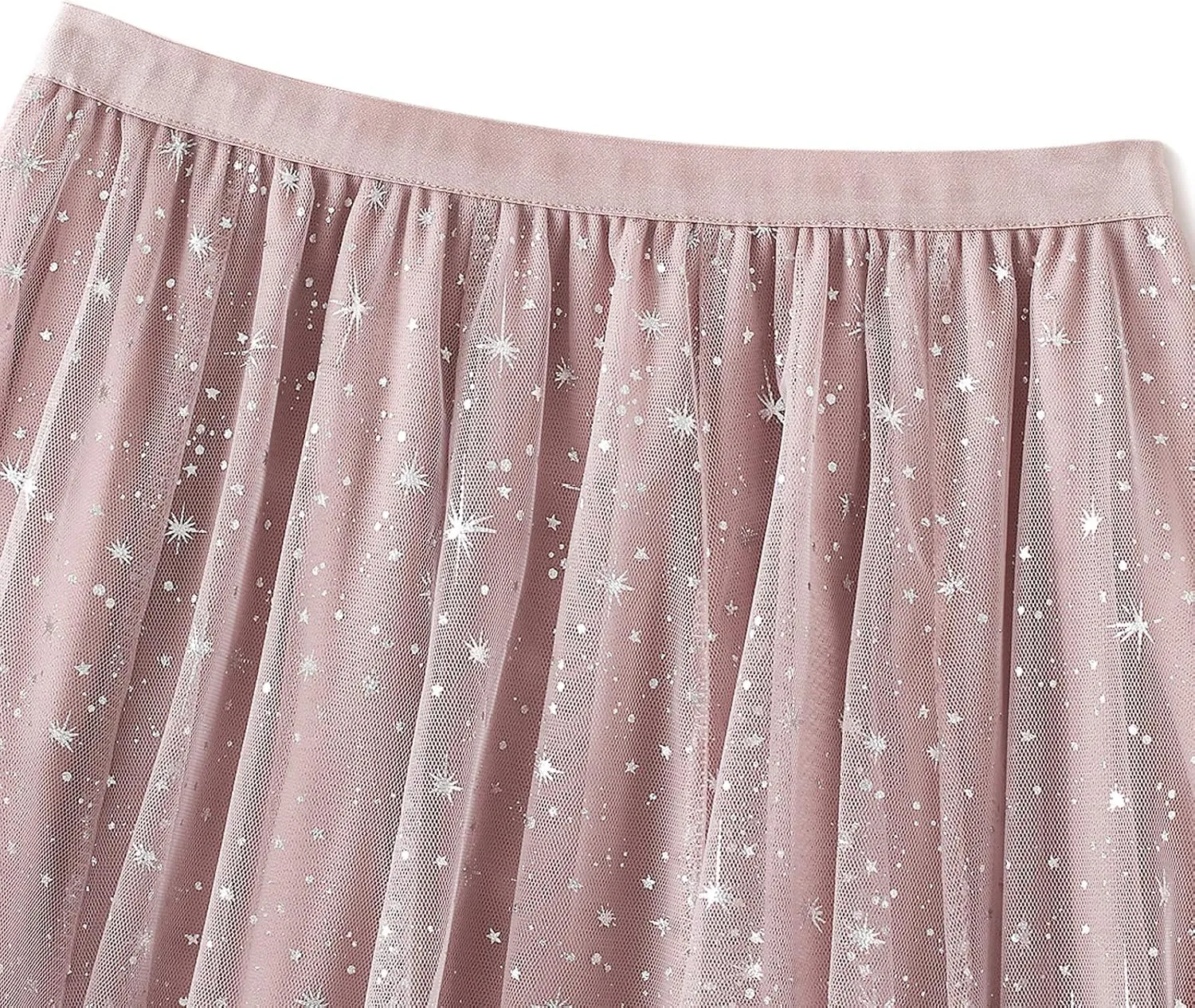 Women Mesh Tutu Maxi Skirts Sequin Glitter Layered Elastic High Waist A-Line Swing Skirts Y2k Party Streetwear