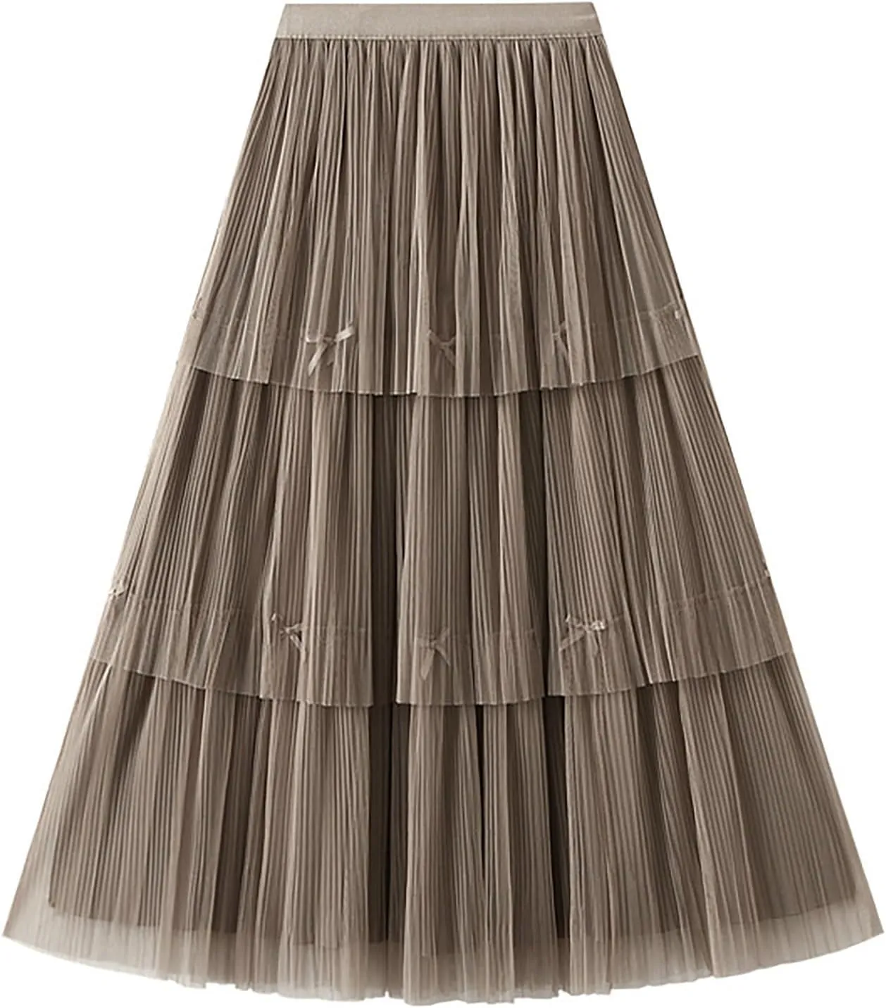 Women Mid Length Skirt Dance Party A Line High Waisted Bowknot Tulle Skirt Holiday Party Sweater Outfits for
