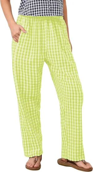Women Plaid Wide Leg Pants Low Waist Gingham Print Lounge Long Tunic Pants Y2K Pajama Lounge Trousers with Pockets