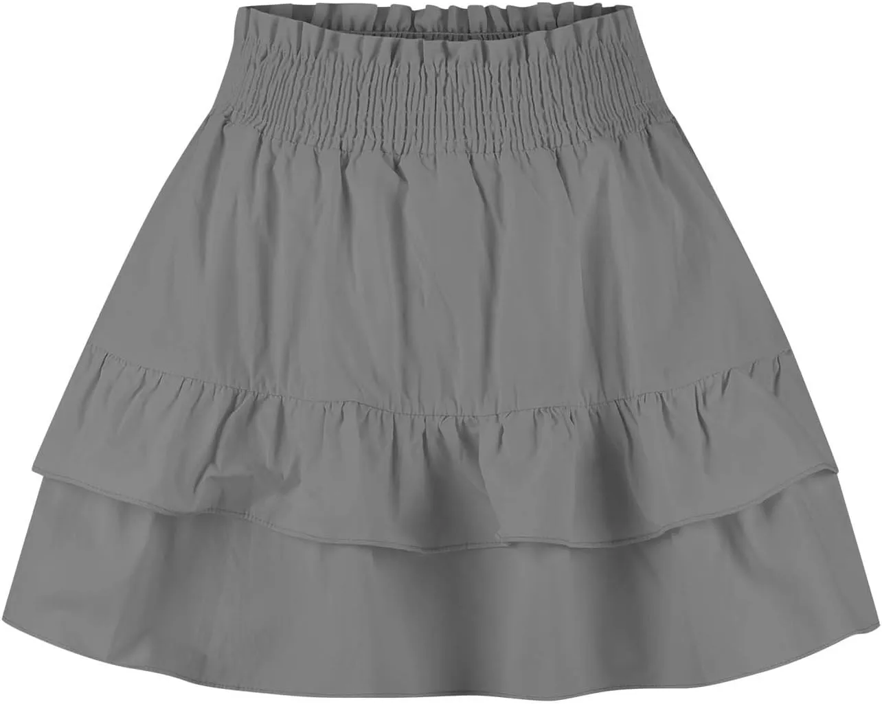 Women Ruffle Mini Skirts Smocked Waist Pleated Tiered Ruffle Hem Short Skirt Summer Casual Half Dress 2025 New