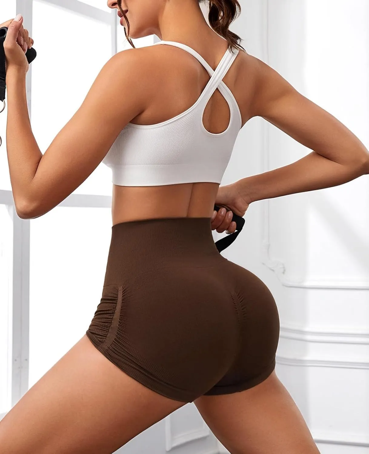 Women Seamless Yoga Leggings Cycling Shorts Scrunch Butt Lifting High Waisted Workout Shorts Shorts for Women Gym