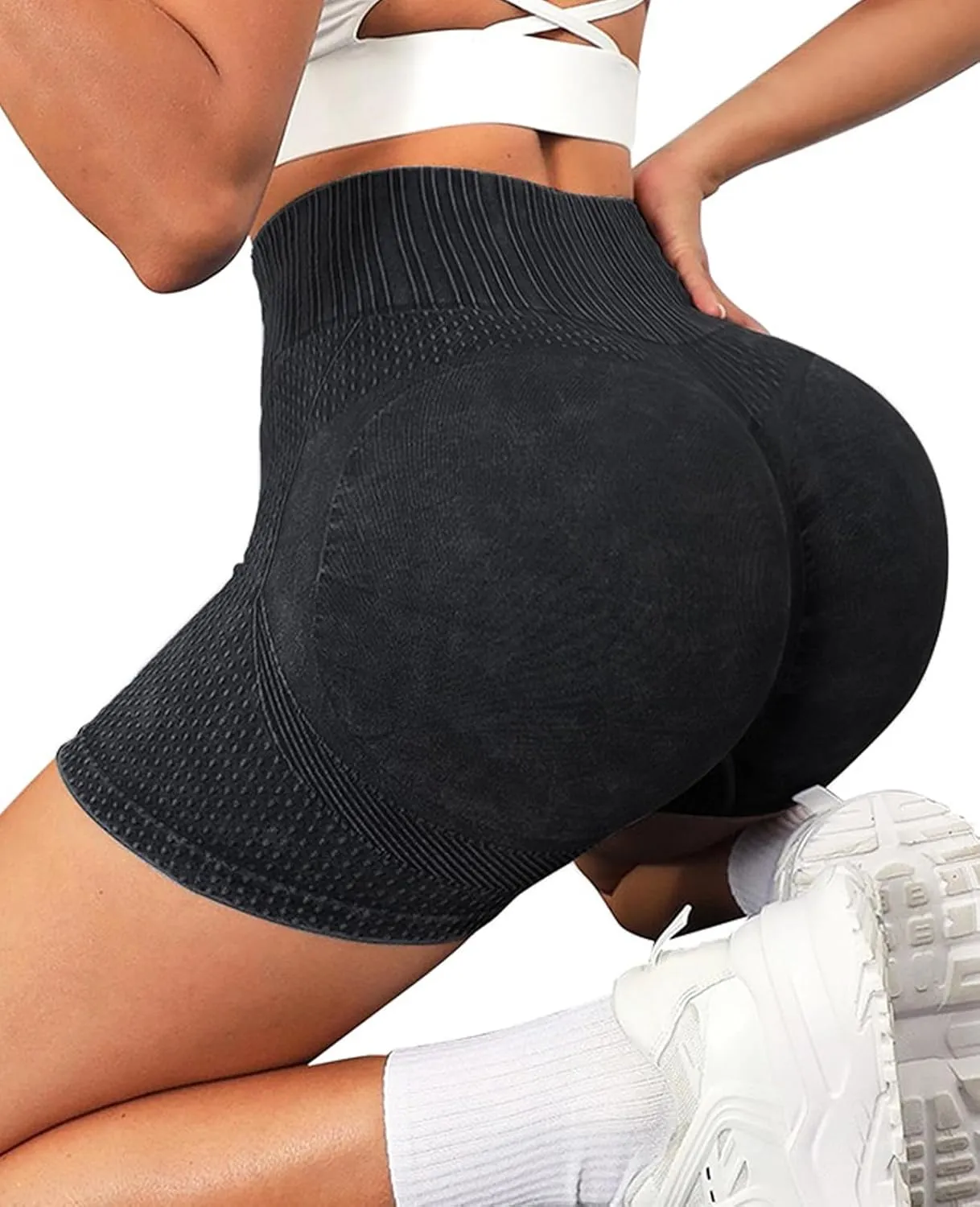 Women Seamless Yoga Leggings Cycling Shorts Scrunch Butt Lifting High Waisted Workout Shorts Shorts for Women Gym