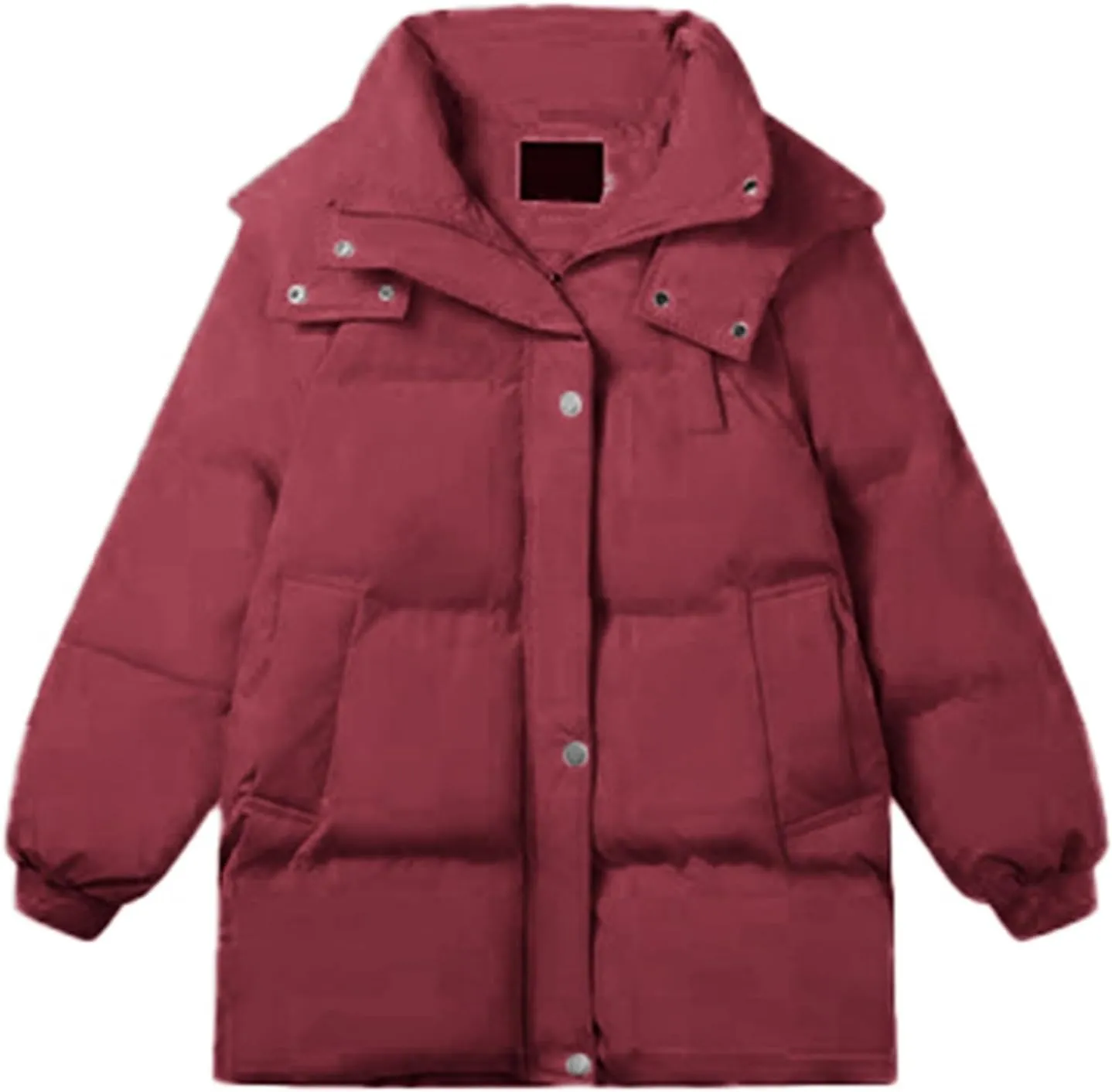 Women Stand Collar Puffer Down Jacket Long Sleeve Cropped Zipper Outwear with Pockets Short Winter Warm Parka Coats
