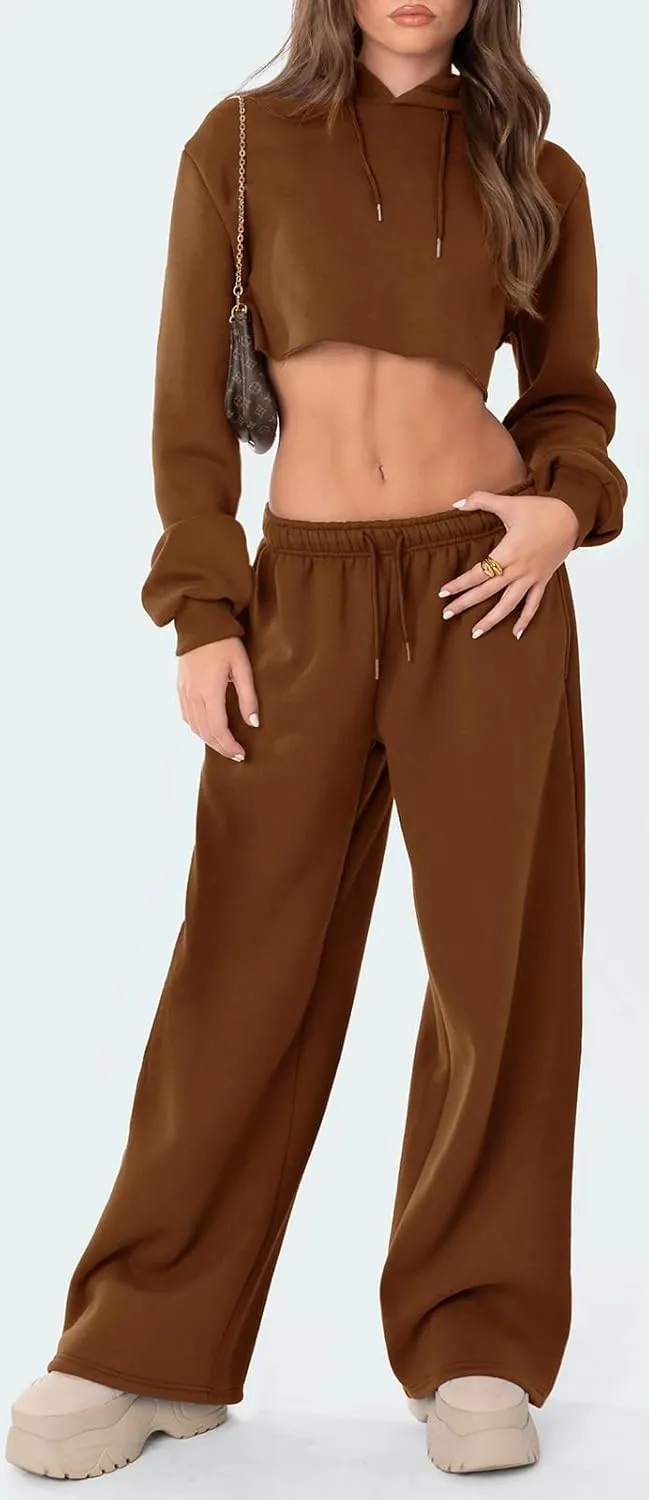 Women Straight Wide Leg Sweatpants High Waist Drawstring Baggy Jogger Pants 2024 Fall Casual Loose Athletic Trouser