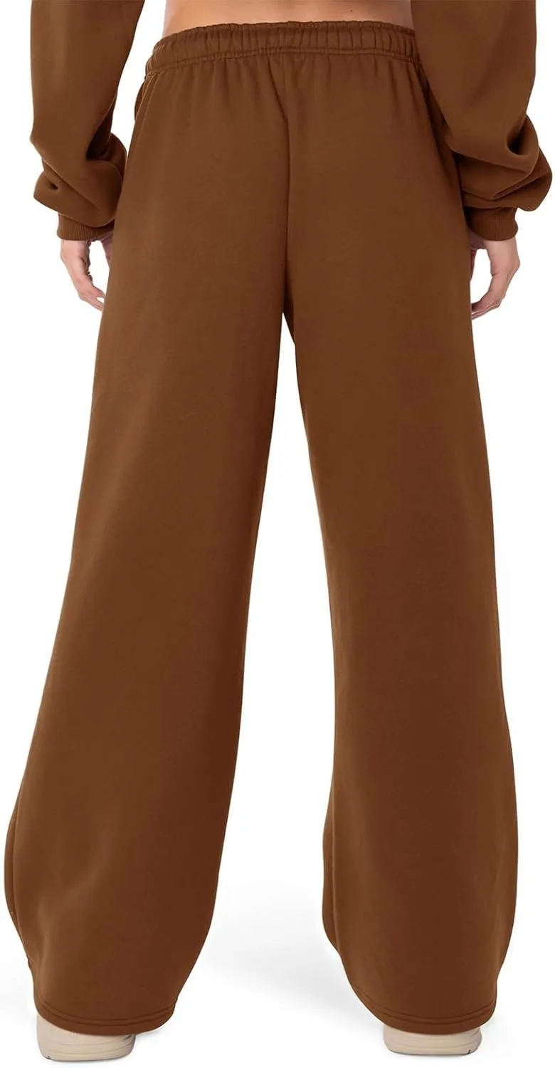Women Straight Wide Leg Sweatpants High Waist Drawstring Baggy Jogger Pants 2024 Fall Casual Loose Athletic Trouser