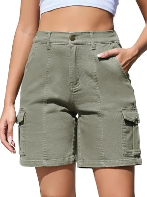 Women Stretchy Bermuda Shorts High Waisted Jean Shorts for Women Summer Cargo Shorts 7 Inch Inseam Jorts
