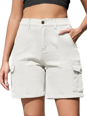Women Stretchy Bermuda Shorts High Waisted Jean Shorts for Women Summer Cargo Shorts 7 Inch Inseam Jorts