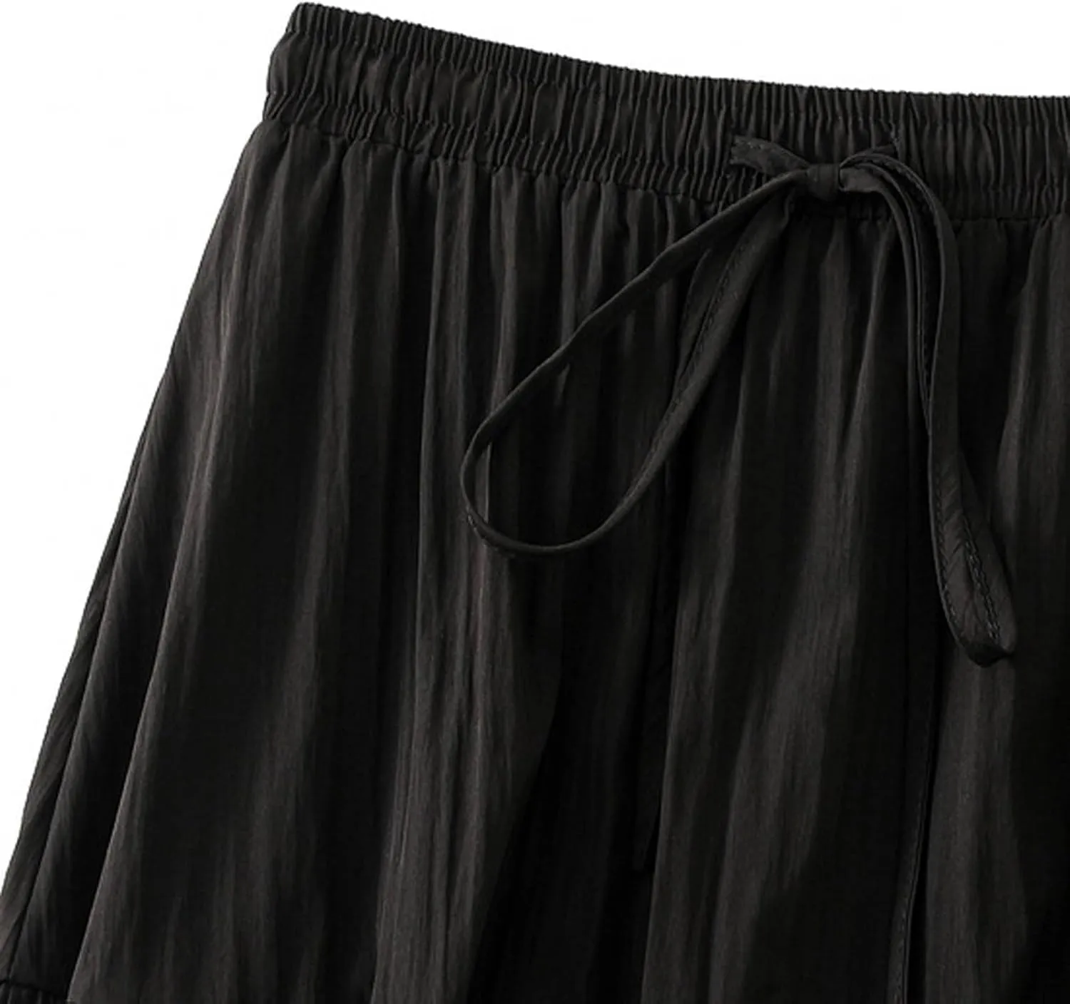 Women Summer Flowy Boho Maxi Skirt Trendy 2025 Drawstring Tiered A-Line Pleated Flowy Long Beach Skirt Elastic Waist