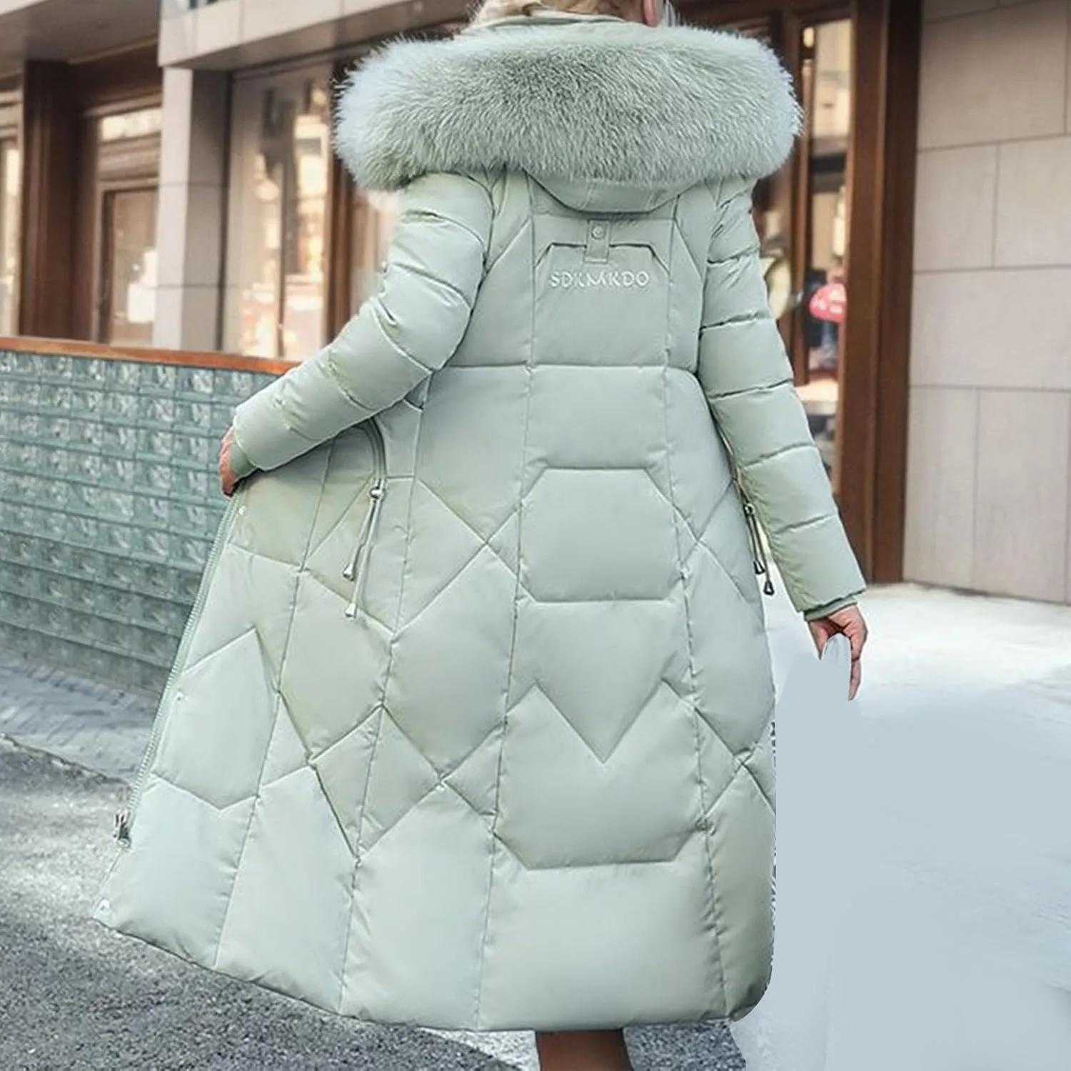 Women Warm Down Jacket With Fur Hood Long Puffer Coat Plus Size Praka Quilted Jacket Padded Winter Coats Outerwear 2023