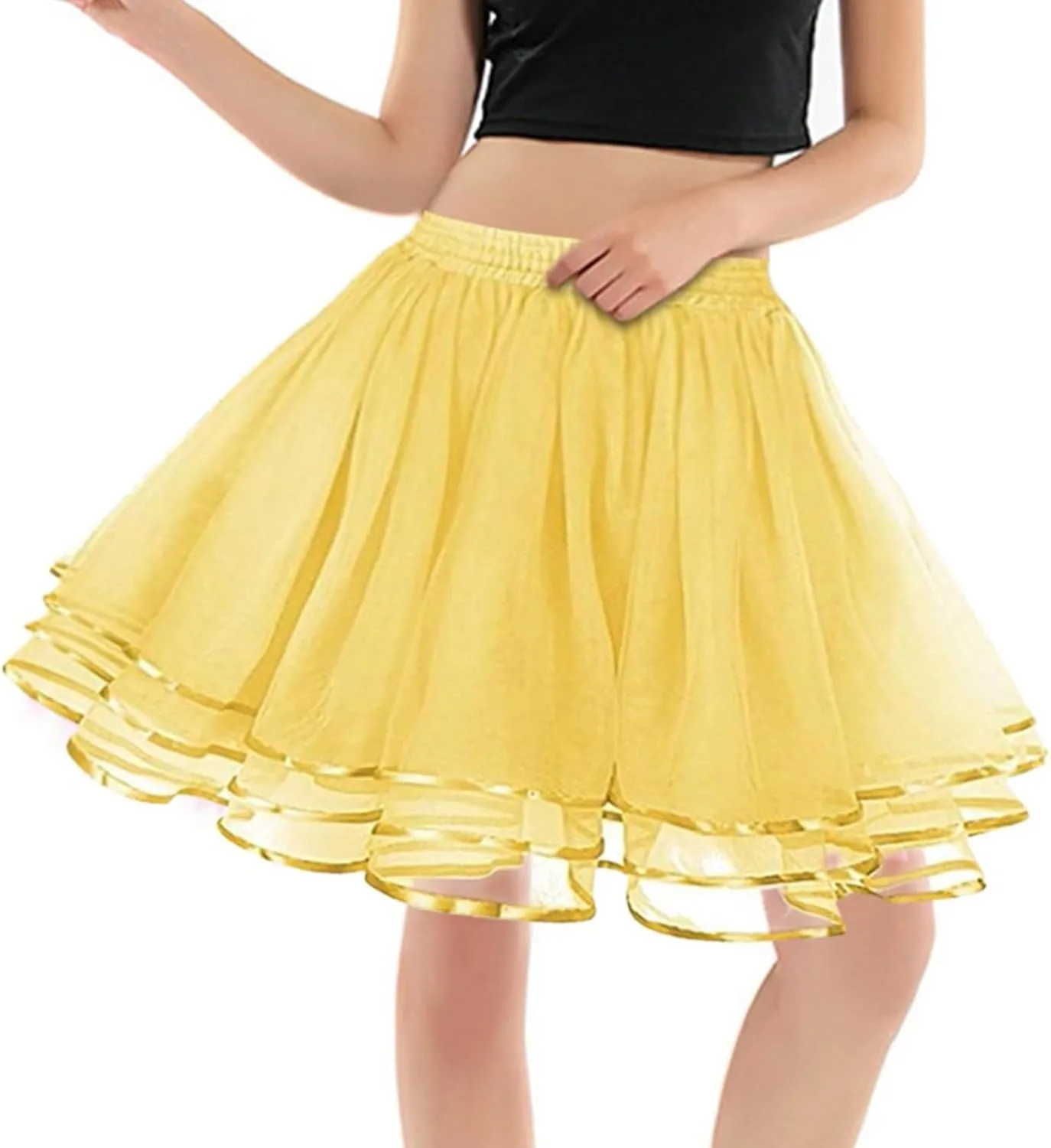 Women's 1950s Petticoat Skirts Adult Puffy Tutu Skirt Pleated Tulle Petticoat Tutu Underskirt Puffy Tutu Skirt