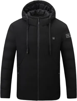 Womens 2024 Winter Puffer Jacket Smart Heated Down Coats Casual Hooded Long Sleeve Drawstring Overcoat Workout Outwear