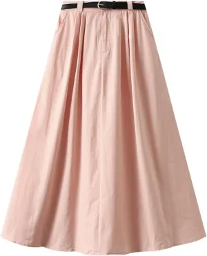 Women's A Line Flared Midi Skirt High Waisted Comfy Pleated Fashion 2025 Casual Skirt Slim Fit Lounge Cargo Skirt