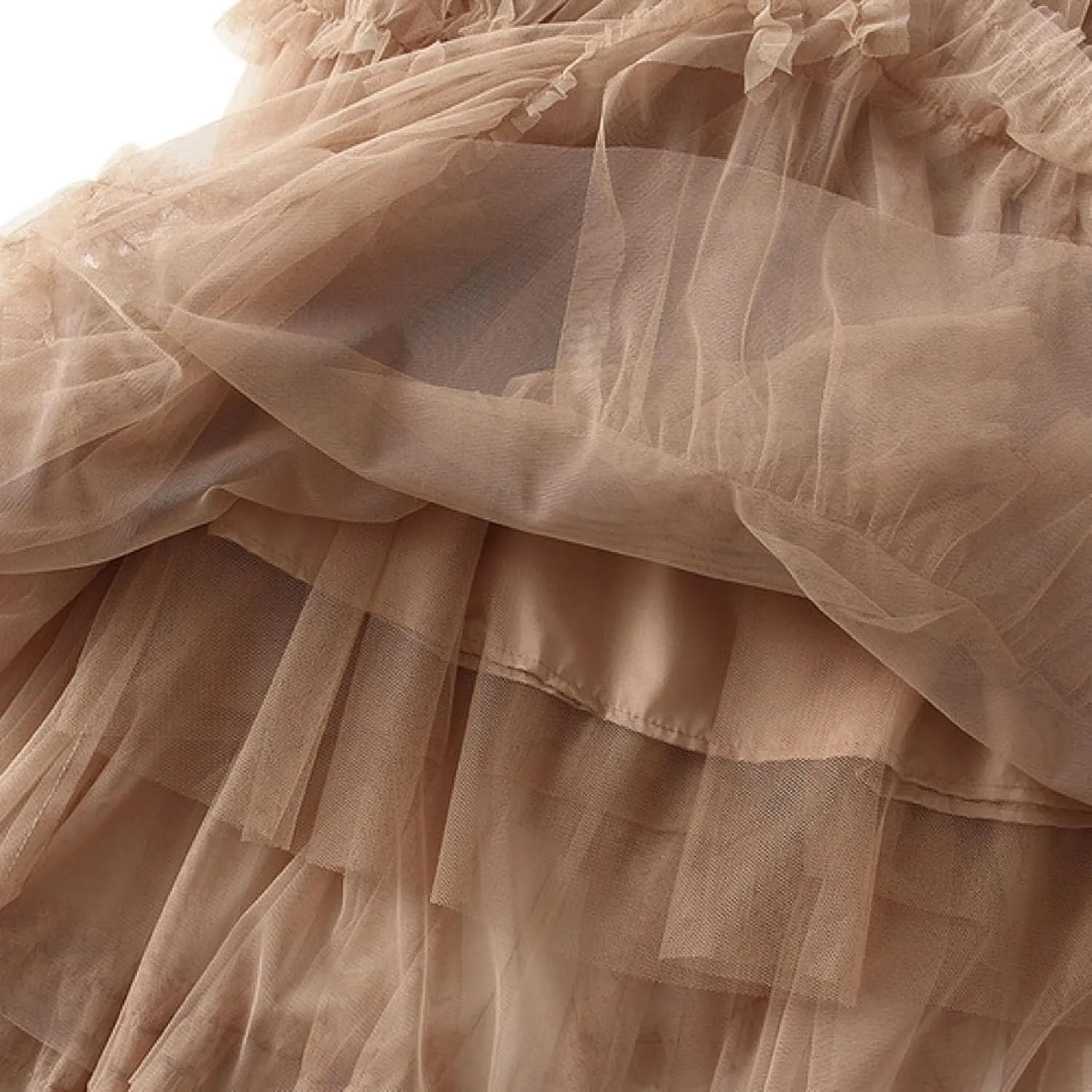 Women's A Line Tulle Party Dinner Tutu Skirt Brown Stretchy High Waisted Flared Skirt Womens Button Front Denim